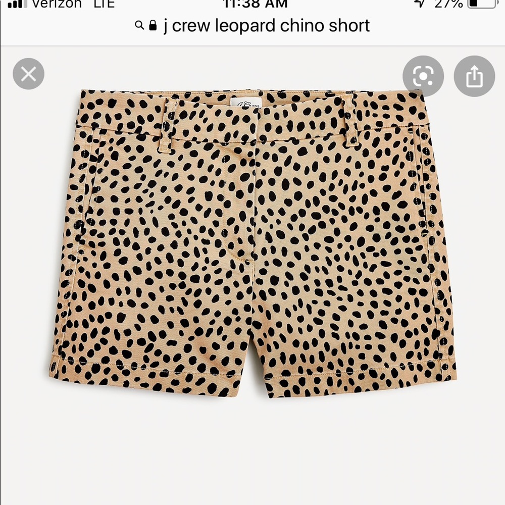 COPY - COPY - J Crew 4” chino shorts leopard print size 12
